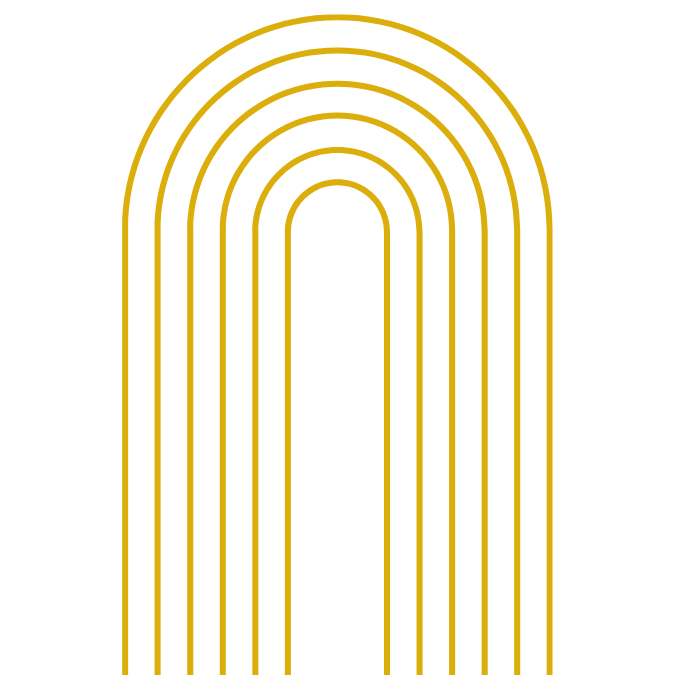 Golden arch rainbow motif symbol for Modern Memphis Vibes at Fifth Unicorn, Art Workshops and DIY Art Kits located in Newport, North Brisbane