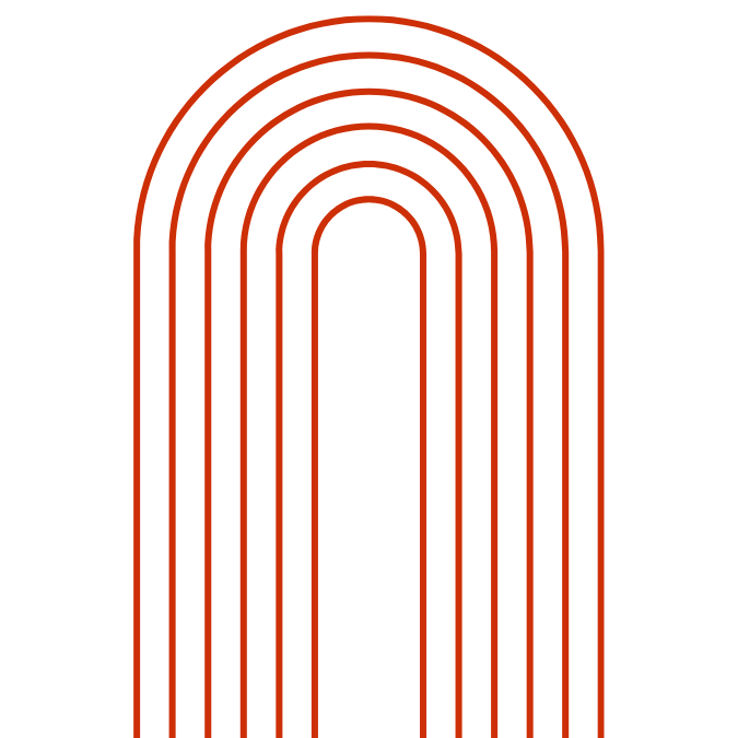 Deep red arch rainbow motif symbol for Modern Memphis Vibes at Fifth Unicorn, Art Workshops and DIY Art Kits located in Newport, North Brisbane