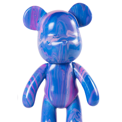 Blue, purple and pink fluid art bear created at one of Fifth Unicorn's Private Events .